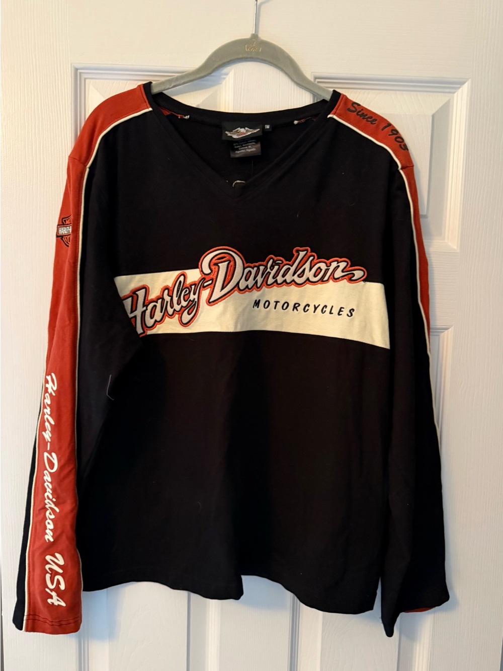 Harley-Davidson Black & Red Long Sleeve Heavyweight Top